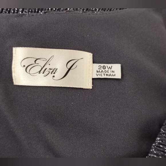 Sale Eliza J Dark Grey Sparkle Special Occasion Dress Keyhole Neck Rhinestones - Picture 2 of 6